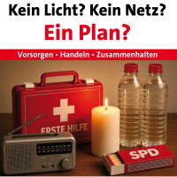 Erste-Hilfe-Notfall-Koffer, Batterie-Radio, brennende Kerze, Streichhölzer, 2 Wasserflaschen